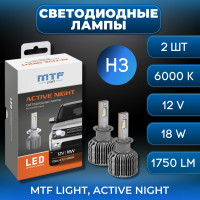 Светодиодные лампы MTF Light серия ACTIVE NIGHT, H3, 18W, 1750lm, 6000K, комплект. Светодиодные лампы MTF Light серия ACTIVE NIGHT, H3, 18W, 1750lm, 6000K, комплект.