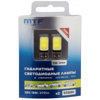Светодиодная автолампа MTF Light W5W/T10.12V,3W, 5500K, 270 люмен, COB LED Корея  (2 шт.)