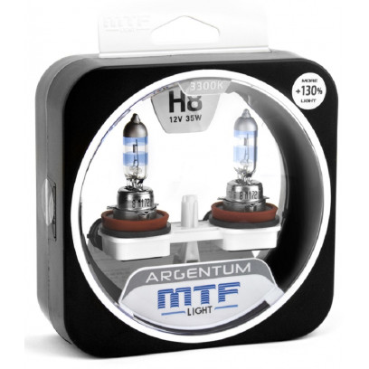 Галогенные автолампы MTF Light серия ARGENTUM +130% H8, 12V, 35W, комп