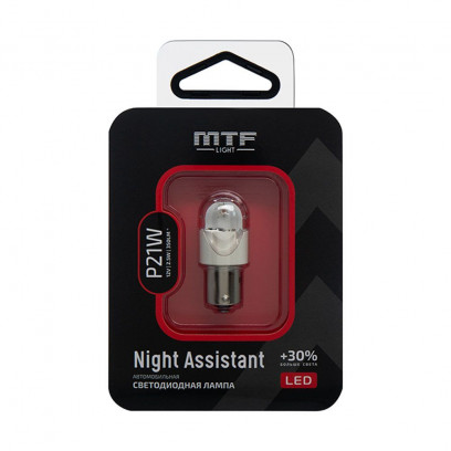 Светодиодная автолампа MTF Light серия Night Assistant 12В, 2.5Вт, P21W, красный, блистер, шт.