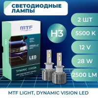 Светодиодные лампы MTF Light, серия DYNAMIC VISION LED, H3, 28W, 2500lm, 5500K, кулер, комплект.