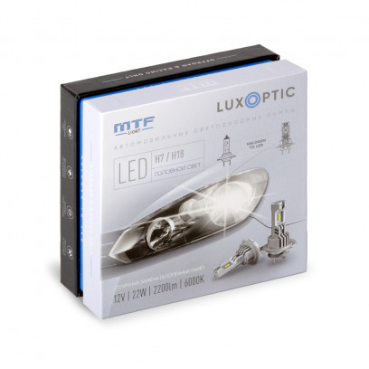 Светодиодные лампы MTF LIGHT серия LUXOPTIC H7, 12W, 22W, 2200LM, 6000K, к-кт.