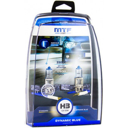 Галогенные автолампы MTF Light серия DYNAMIC BLUE H3, 12V, 55W, комп.